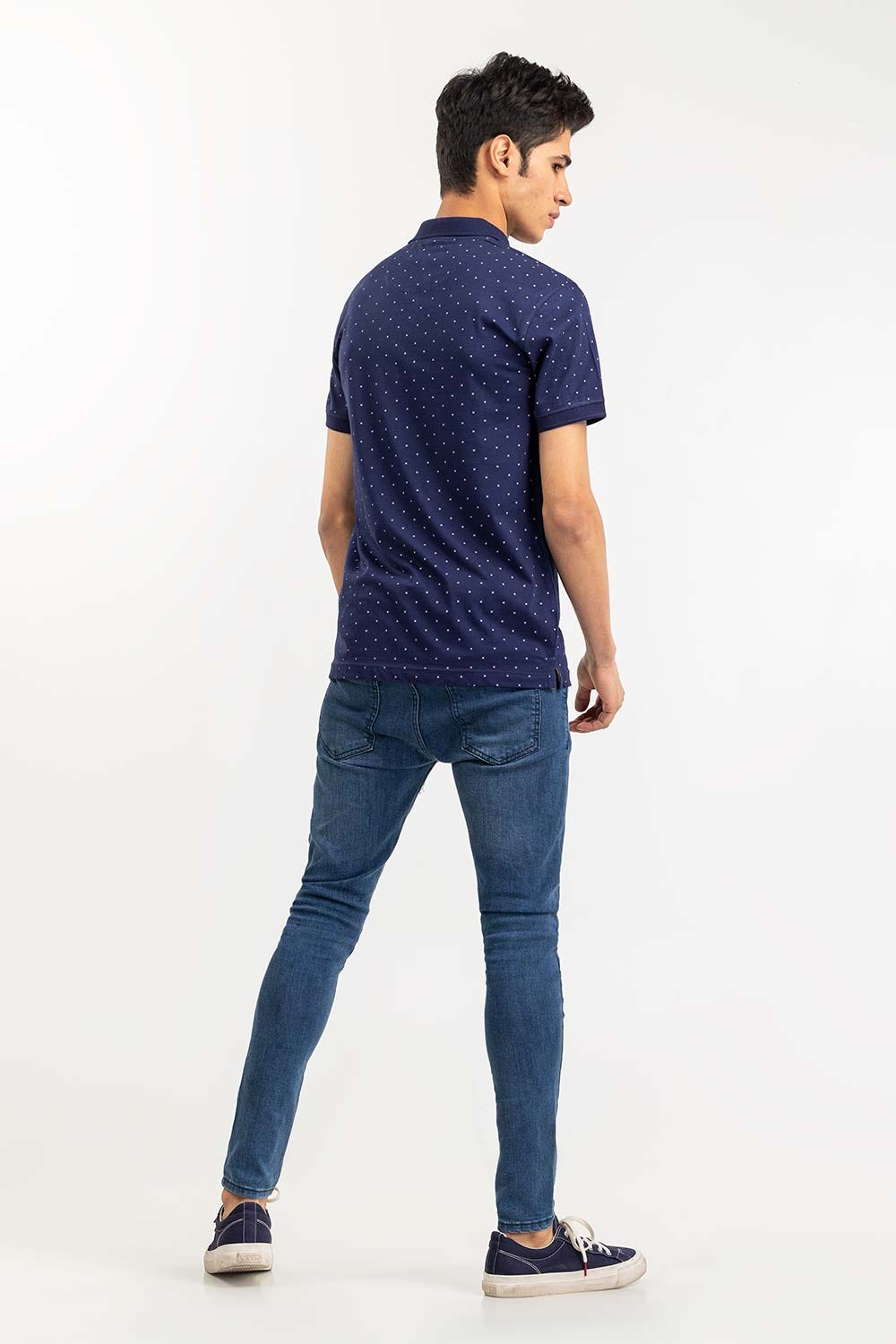 Oxford Blue Printed Polo SJP-PRINT-D07