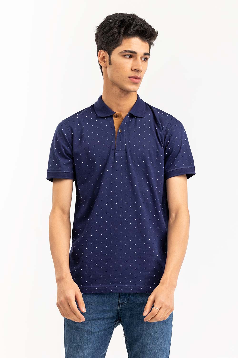 Oxford Blue Printed Polo SJP-PRINT-D07