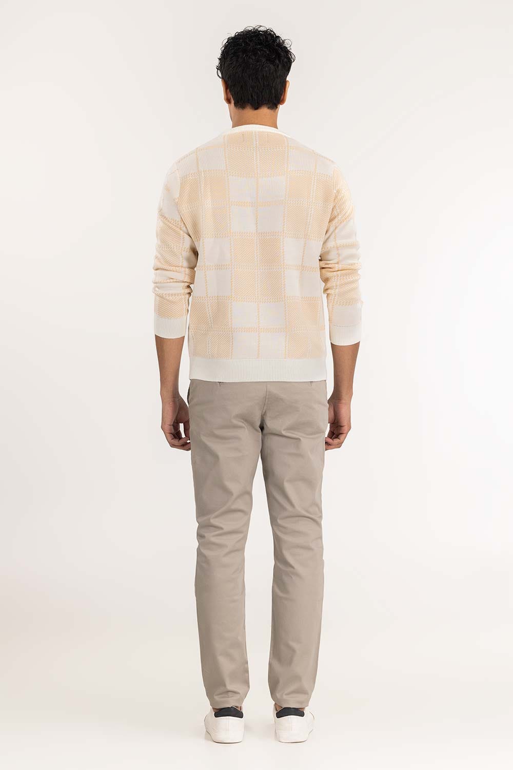 Peach Checkered Crew Neck Sweater SWT-FFSCN22-150-2