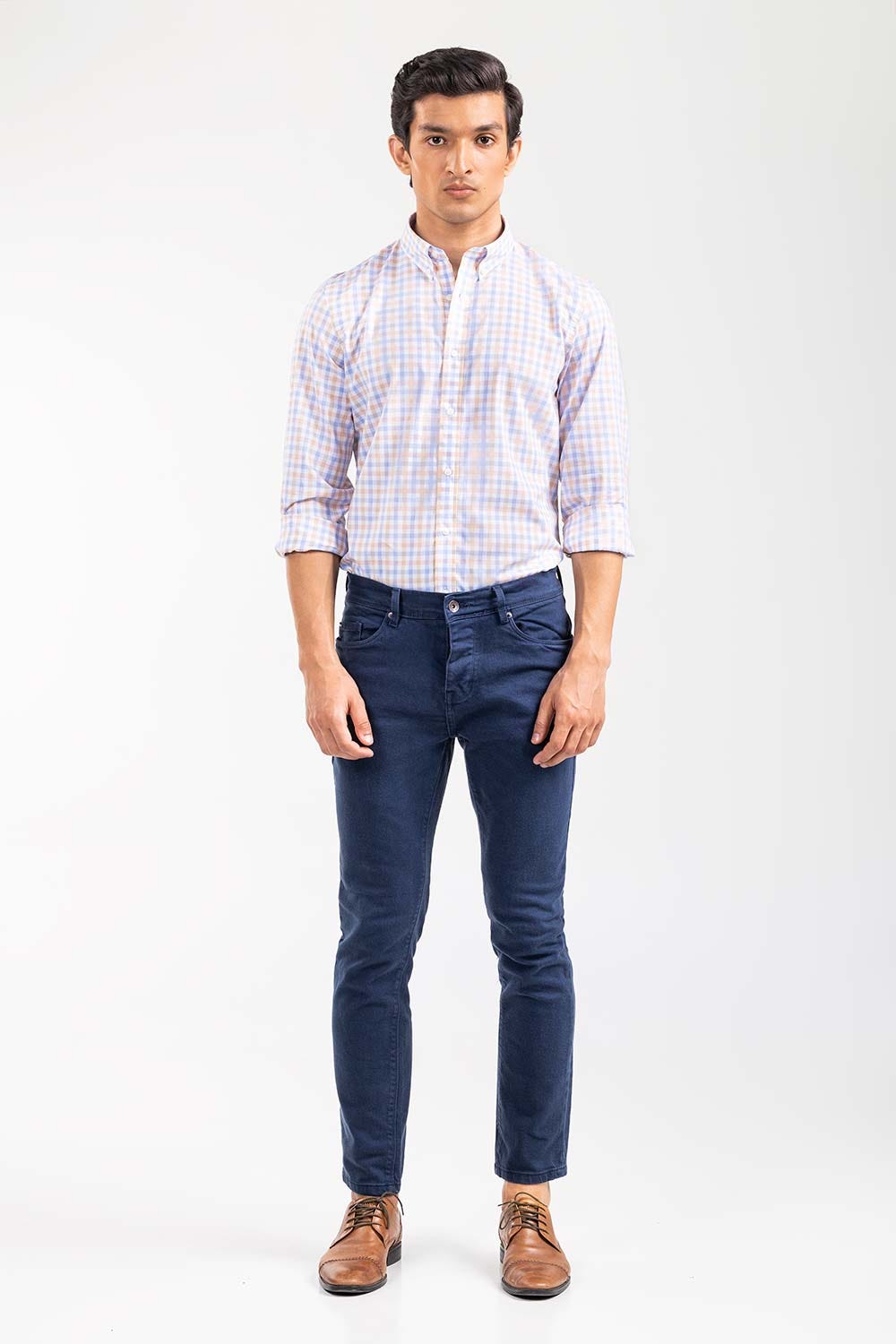 Peach Checkered Smart Casual Shirt CM-YD-2900 SC