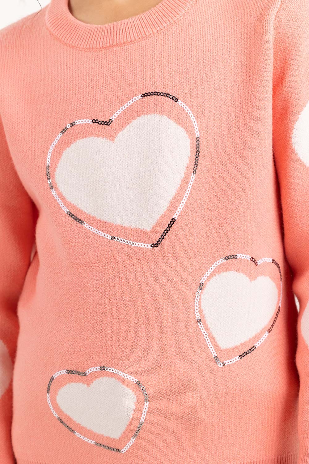 Toddler Girl Peach Knit Sweater 224-611-021