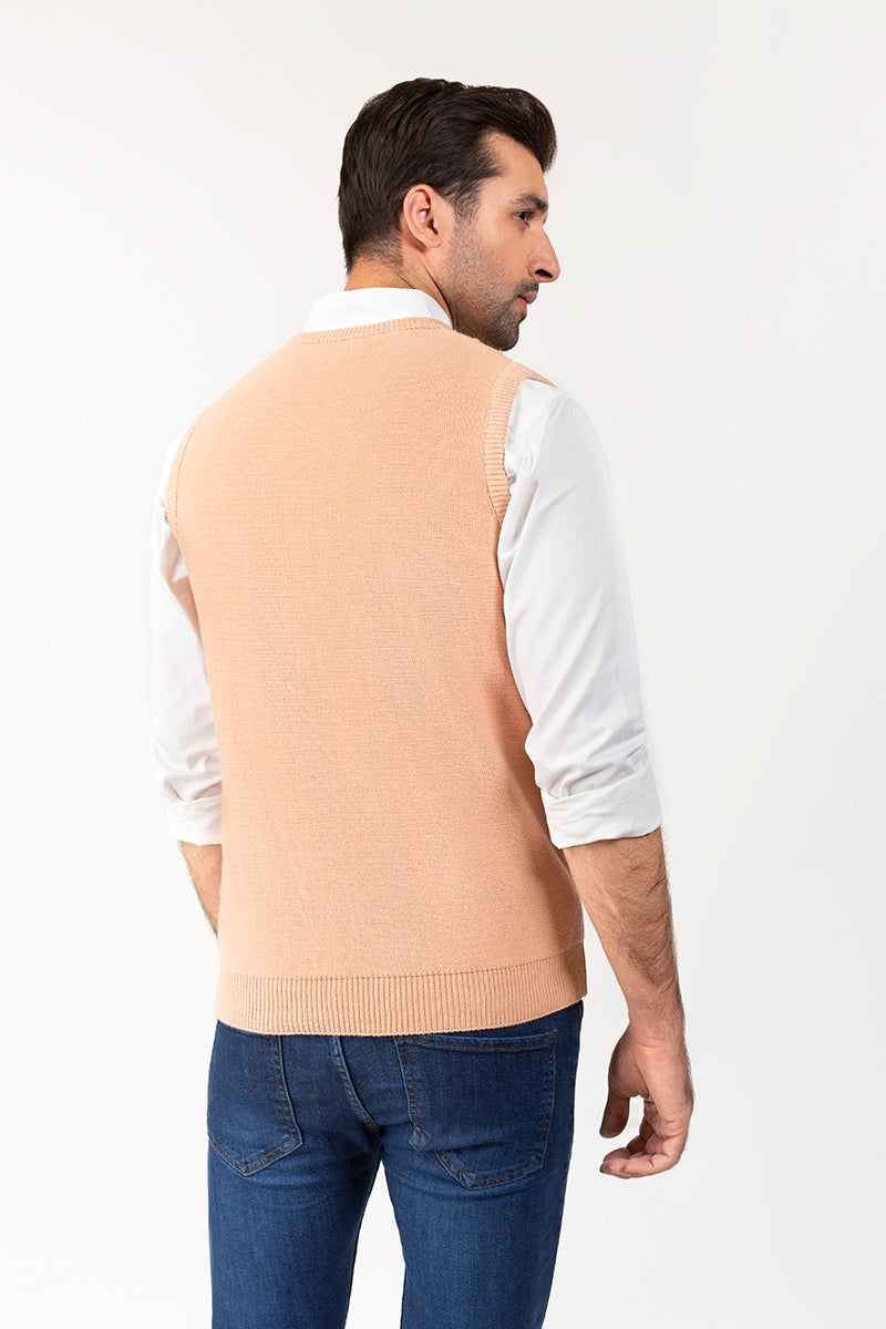 Peach Sleeveless Sweater SL-SWT-FD-23-01