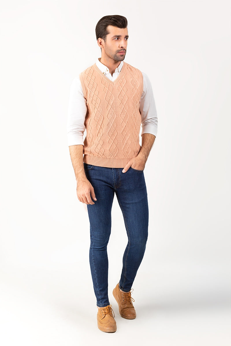 Peach Sleeveless Sweater SL-SWT-FD-23-01