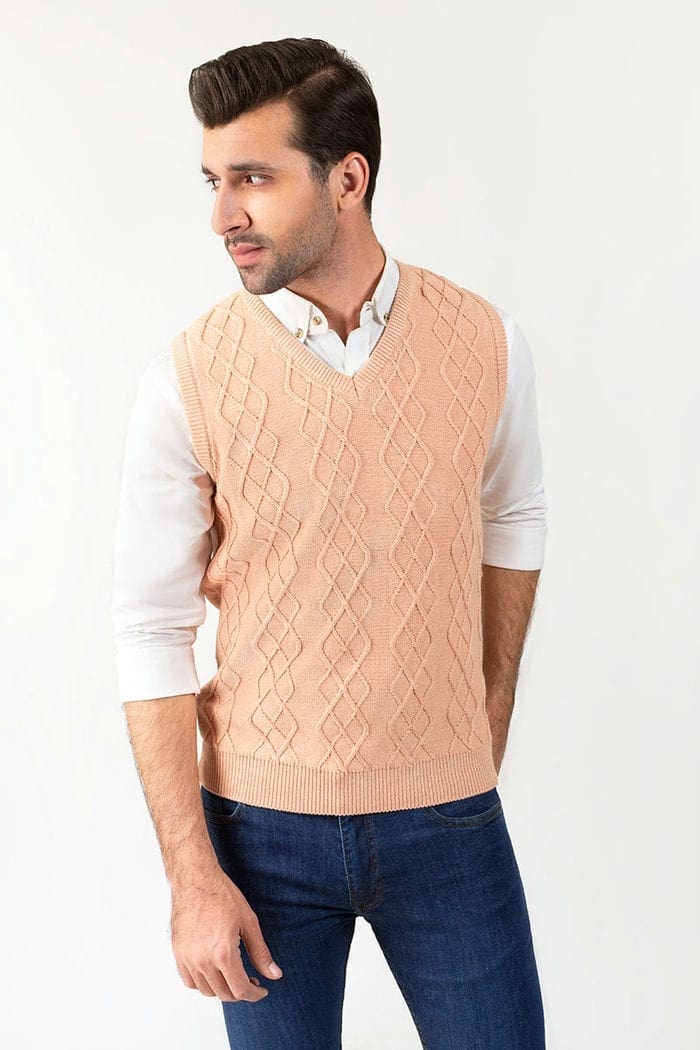 Peach Sleeveless Sweater SL-SWT-FD-23-01