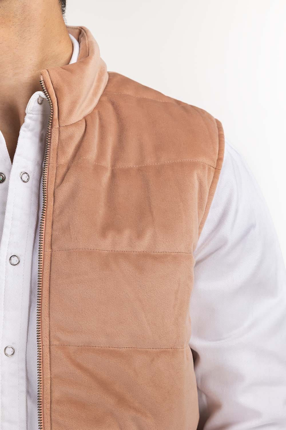 Peach Suede Puffer Gilet JKT-WOV22-025