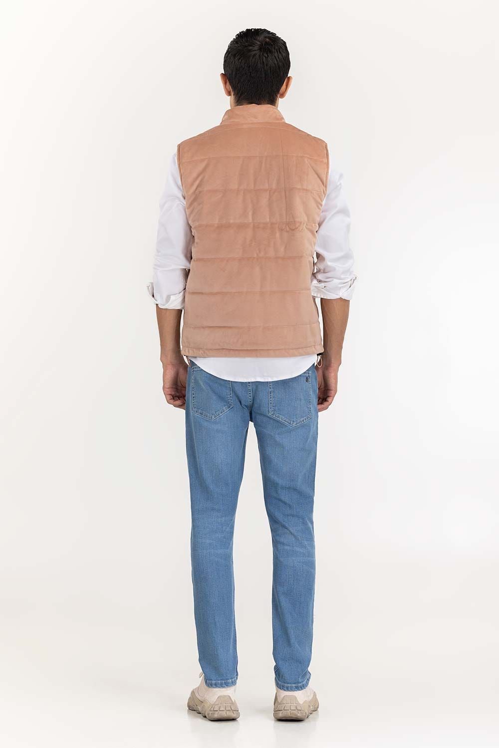 Peach Suede Puffer Gilet JKT-WOV22-025
