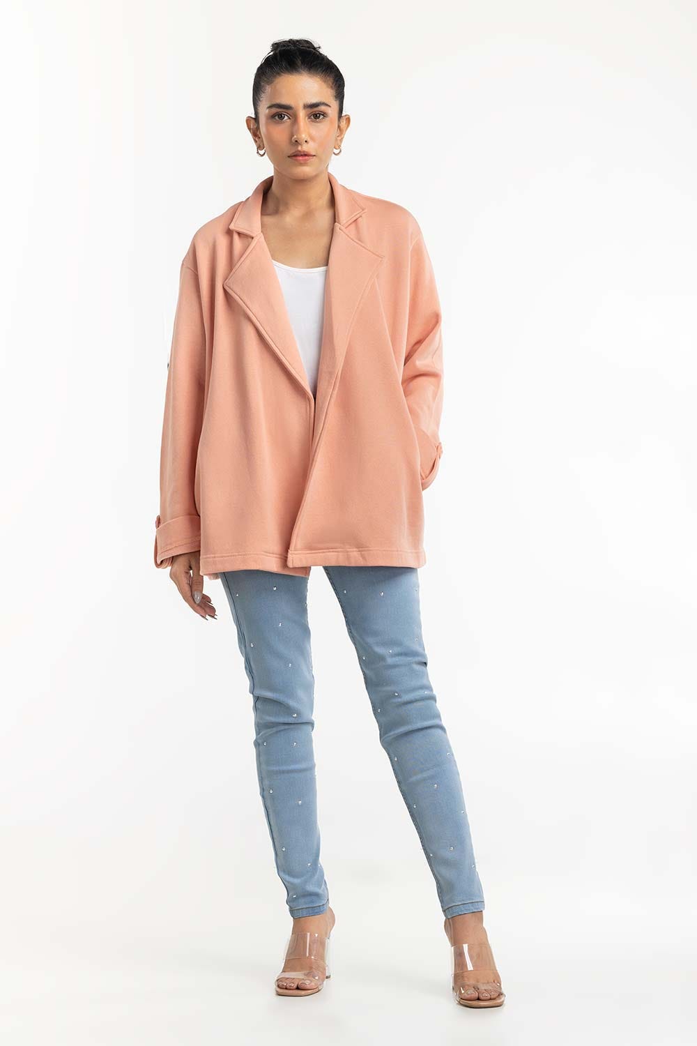 Peach Sweatshirt Blazer 224-212-061