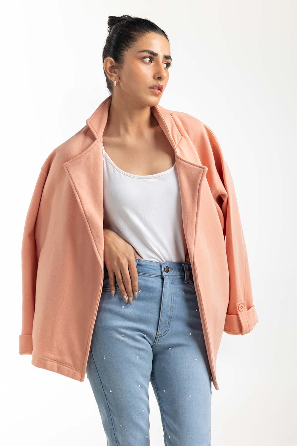 Peach Sweatshirt Blazer 224-212-061