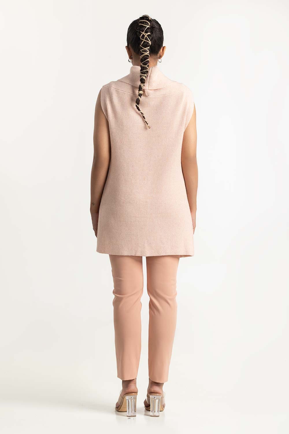 Peach Shawl Collar Open Cardigan 224-211-074