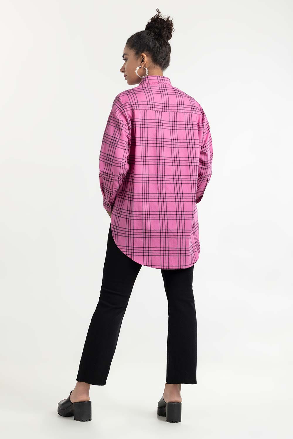 Pink And Black Casual Shirt 224-217-009