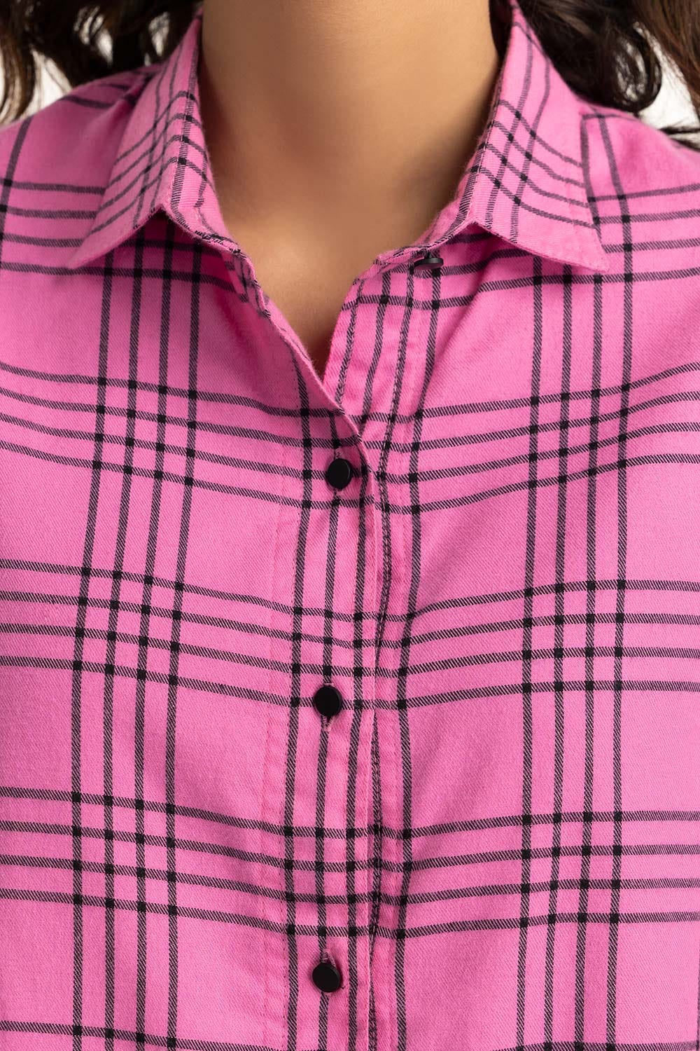 Pink And Black Casual Shirt 224-217-009