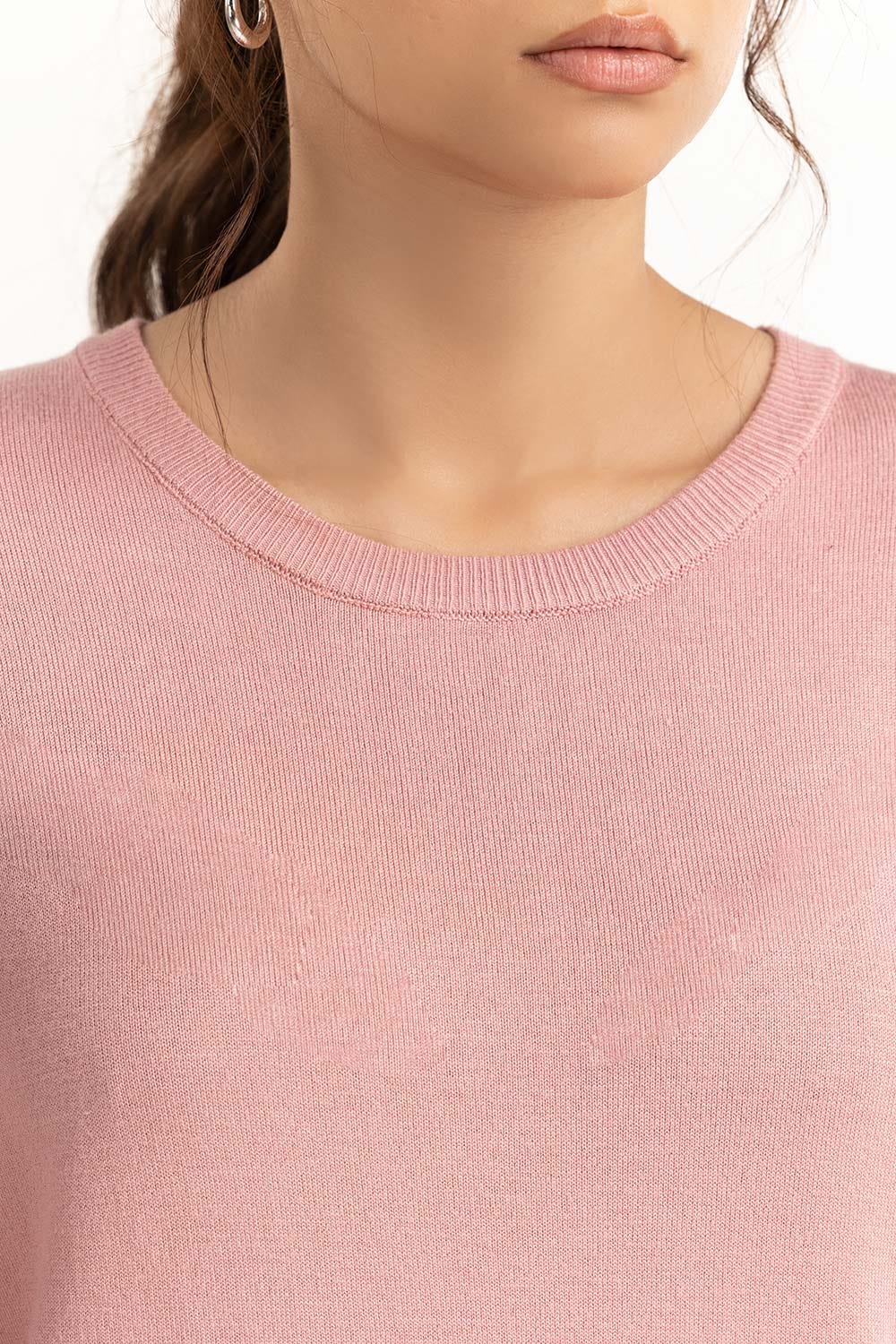 Pink Basic Knit Sweater 224-211-008