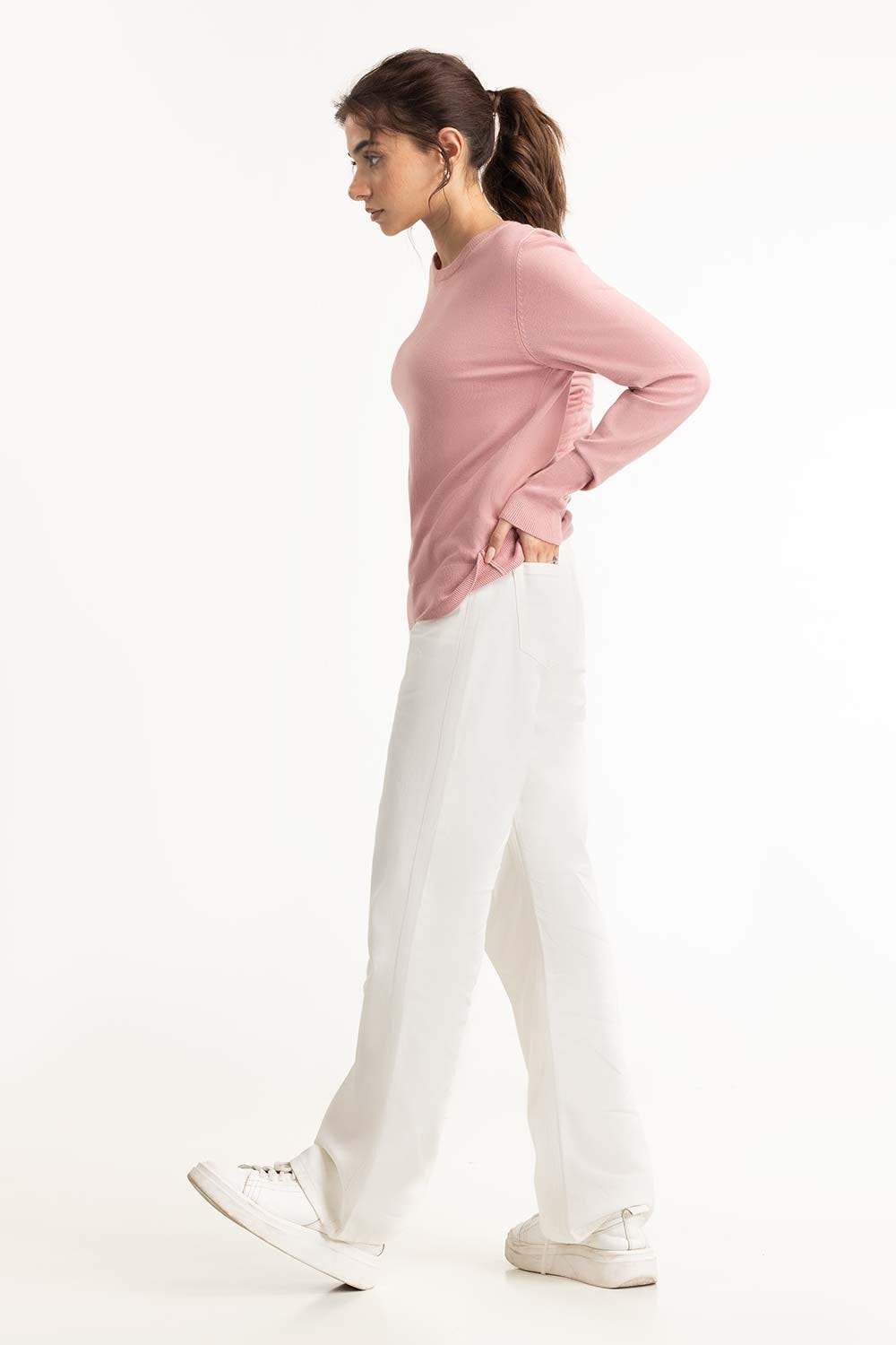 Pink Basic Knit Sweater 224-211-008