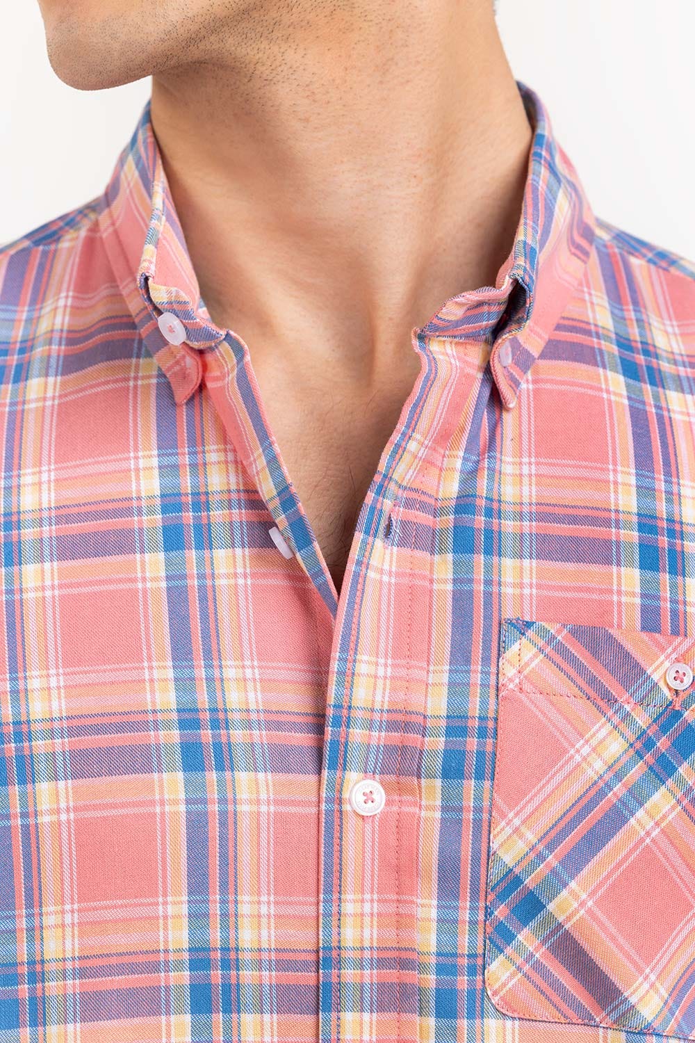 Pink Blue Checkered Casual Shirt CS-YD22-023