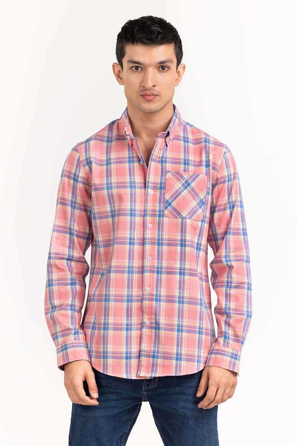 Pink Blue Checkered Casual Shirt CS-YD22-023