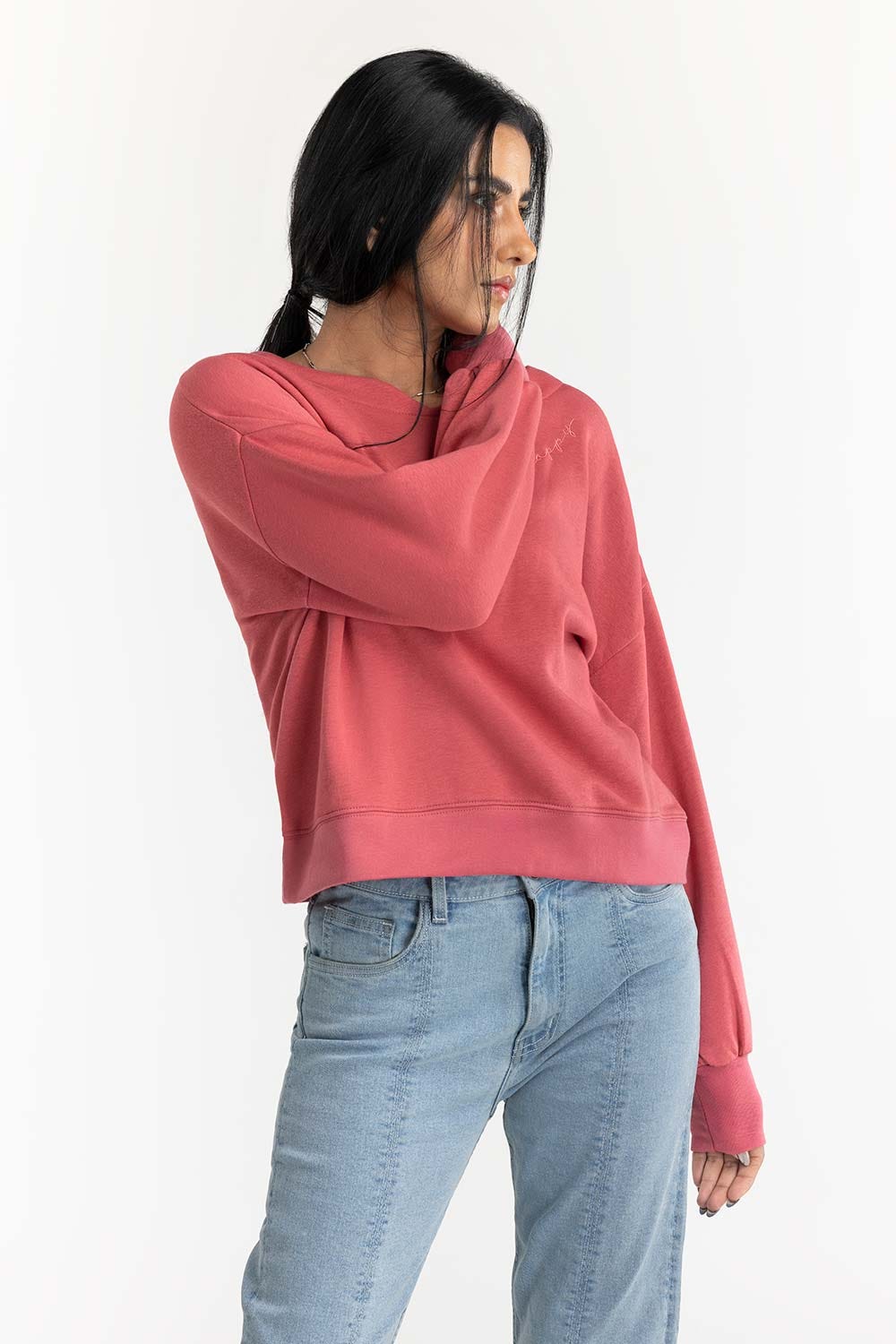 Pink Embroidered Sweatshirt 224-212-060