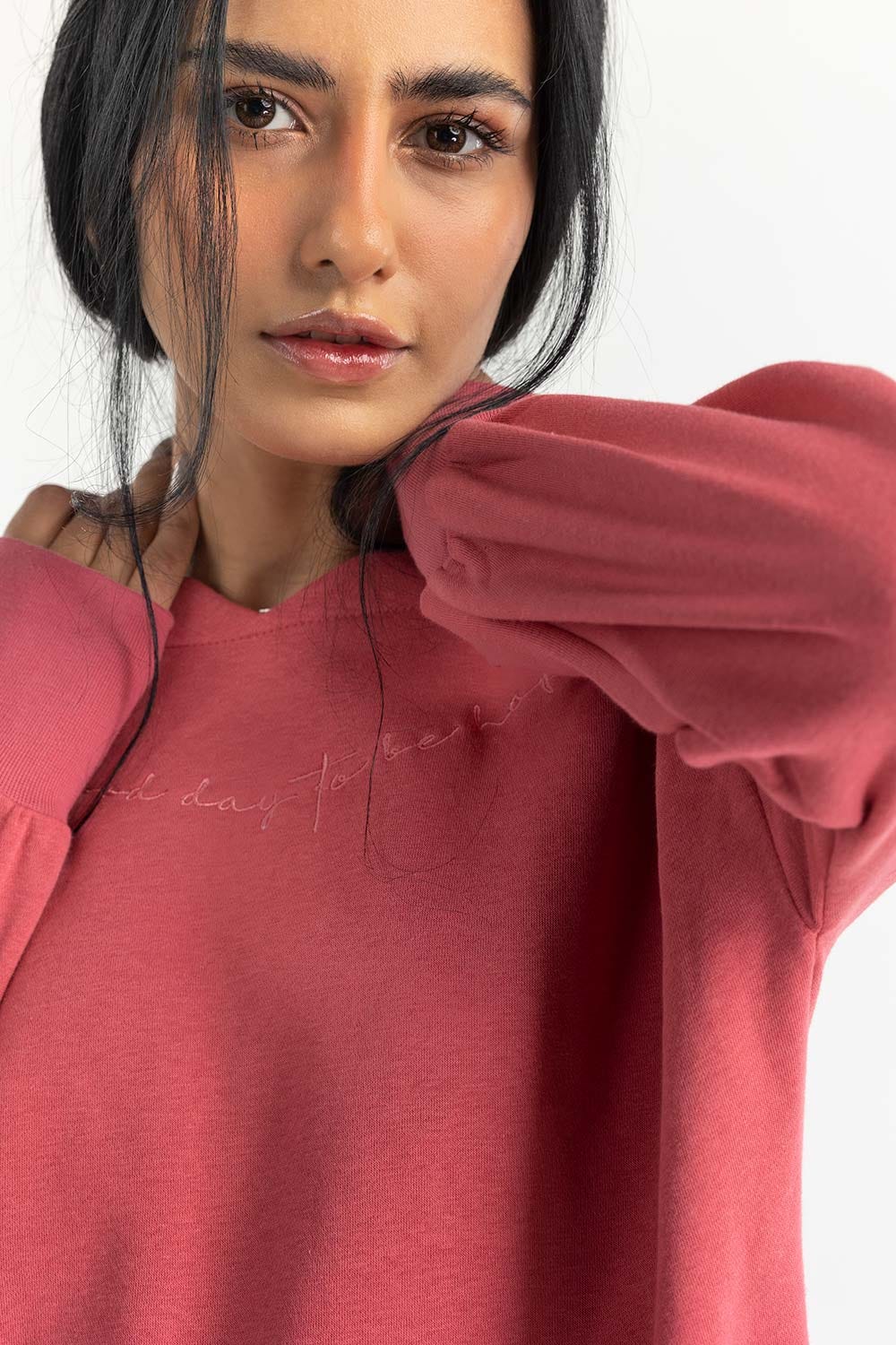 Pink Embroidered Sweatshirt 224-212-060