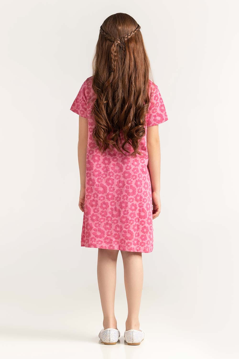 Pink Junior Girl Printed Dress JG-DRS-SS24-404