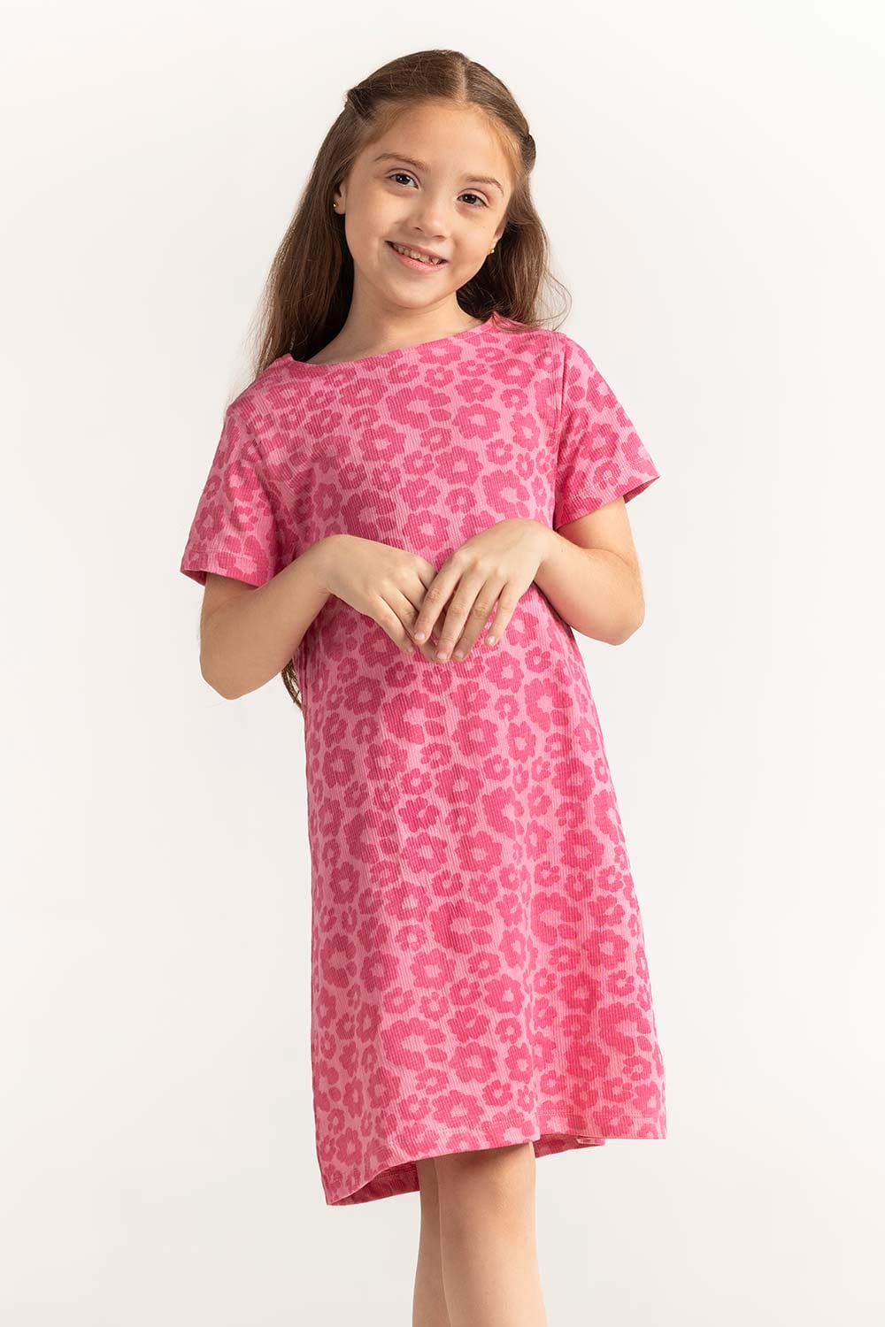 Pink Junior Girl Printed Dress JG-DRS-SS24-404
