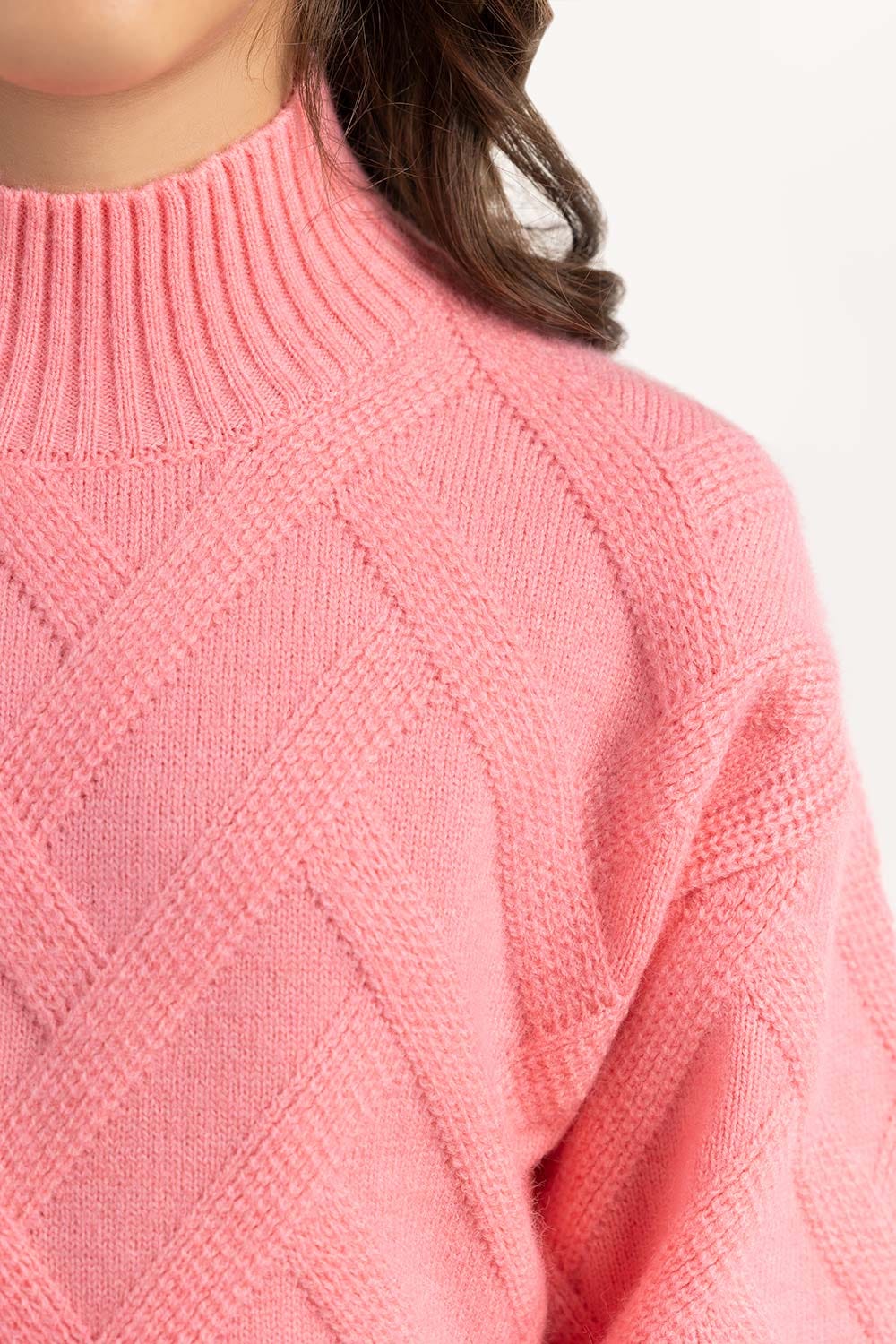 Junior Girl Pink Knit Sweater 224-411-032