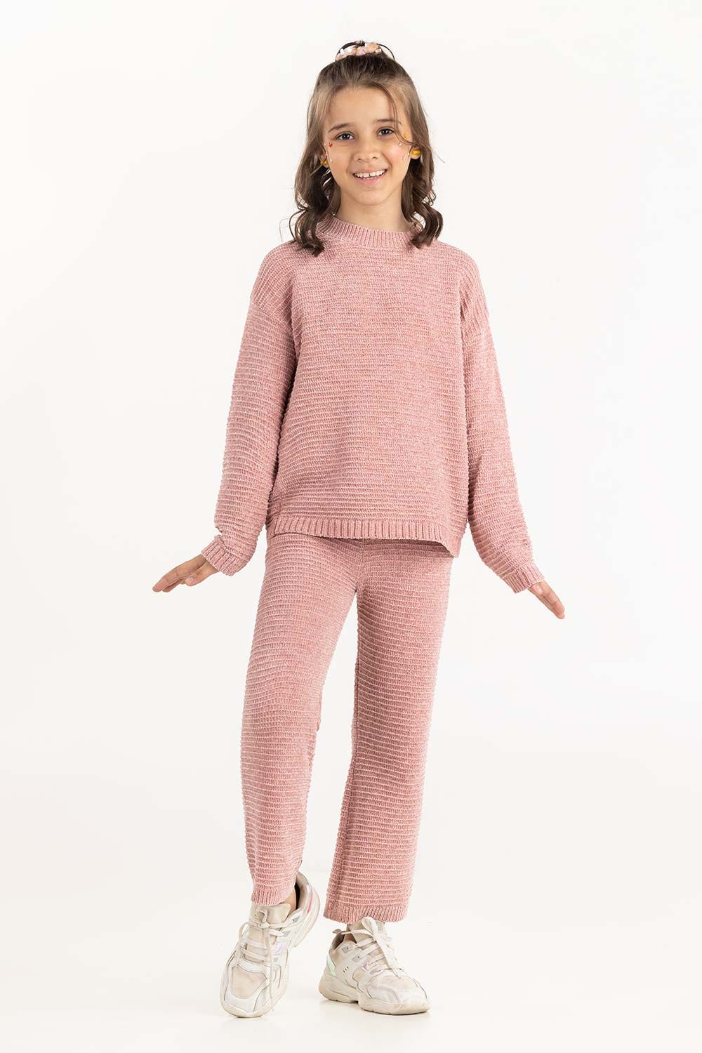 Toddler Girl Pink Knit Trouser 224-616-306