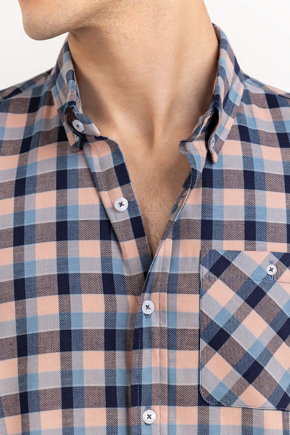 Pink Navy Checkered Casual Shirt CS-YD22-022