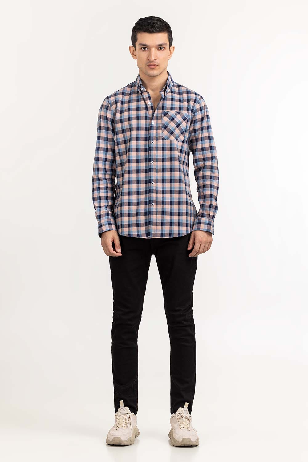 Pink Navy Checkered Casual Shirt CS-YD22-022