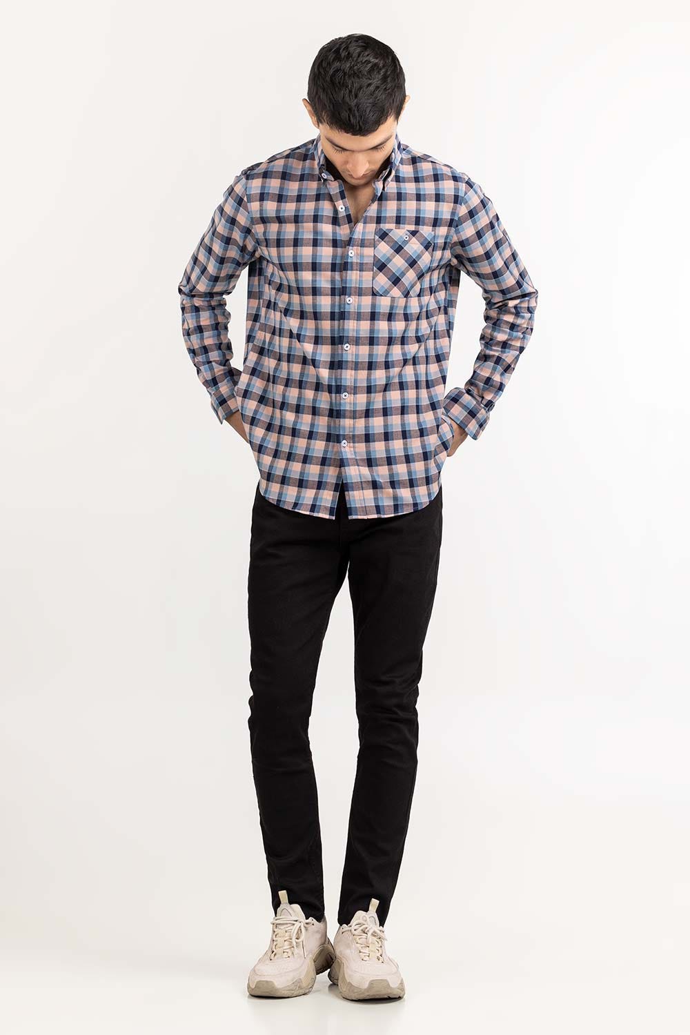 Pink Navy Checkered Casual Shirt CS-YD22-022