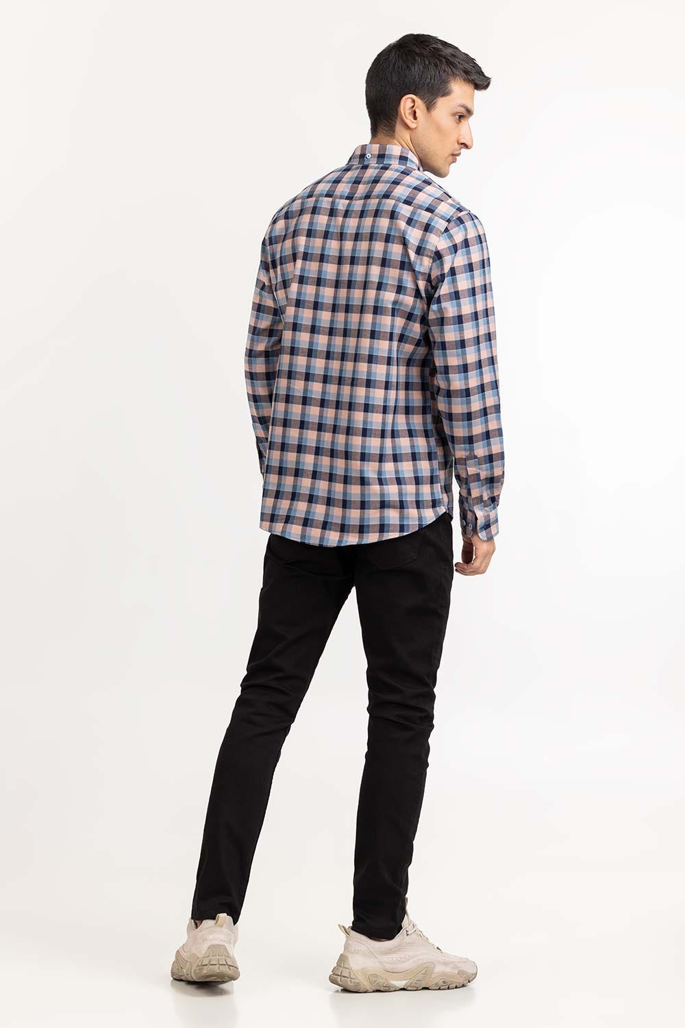 Pink Navy Checkered Casual Shirt CS-YD22-022