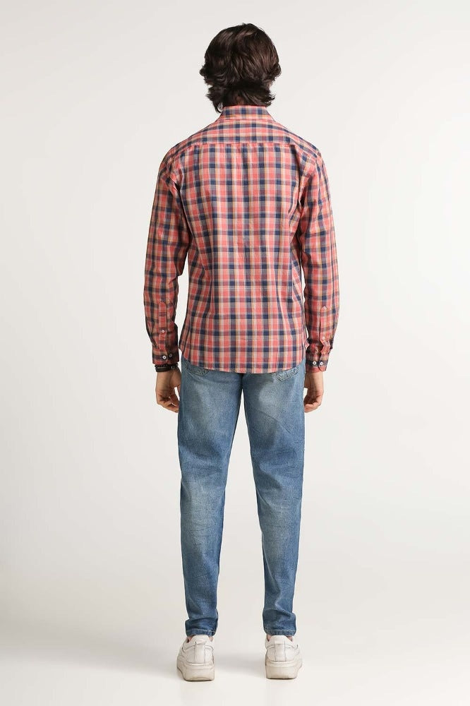 Pink Navy Checkered Casual Shirt MN-CS-YD23-010