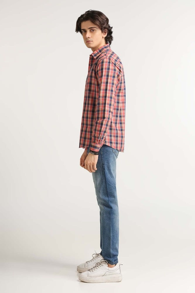 Pink Navy Checkered Casual Shirt MN-CS-YD23-010