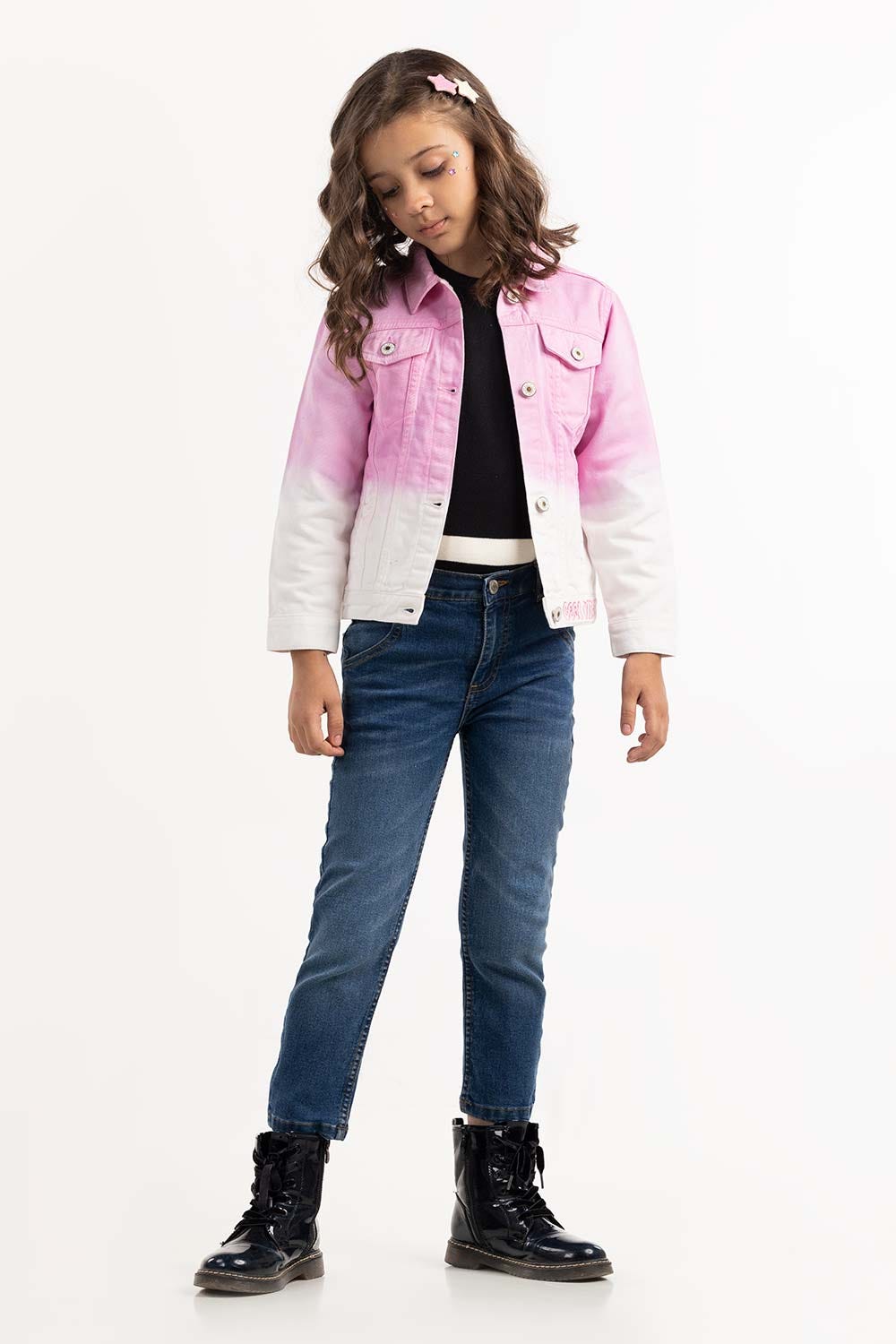 Junior Girl Pink Non Denim Jacket 224-410-048