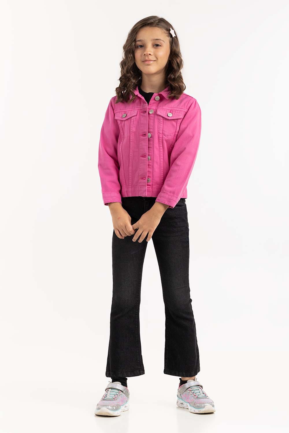 Girls Pink Non Denim Jacket 224-410-057