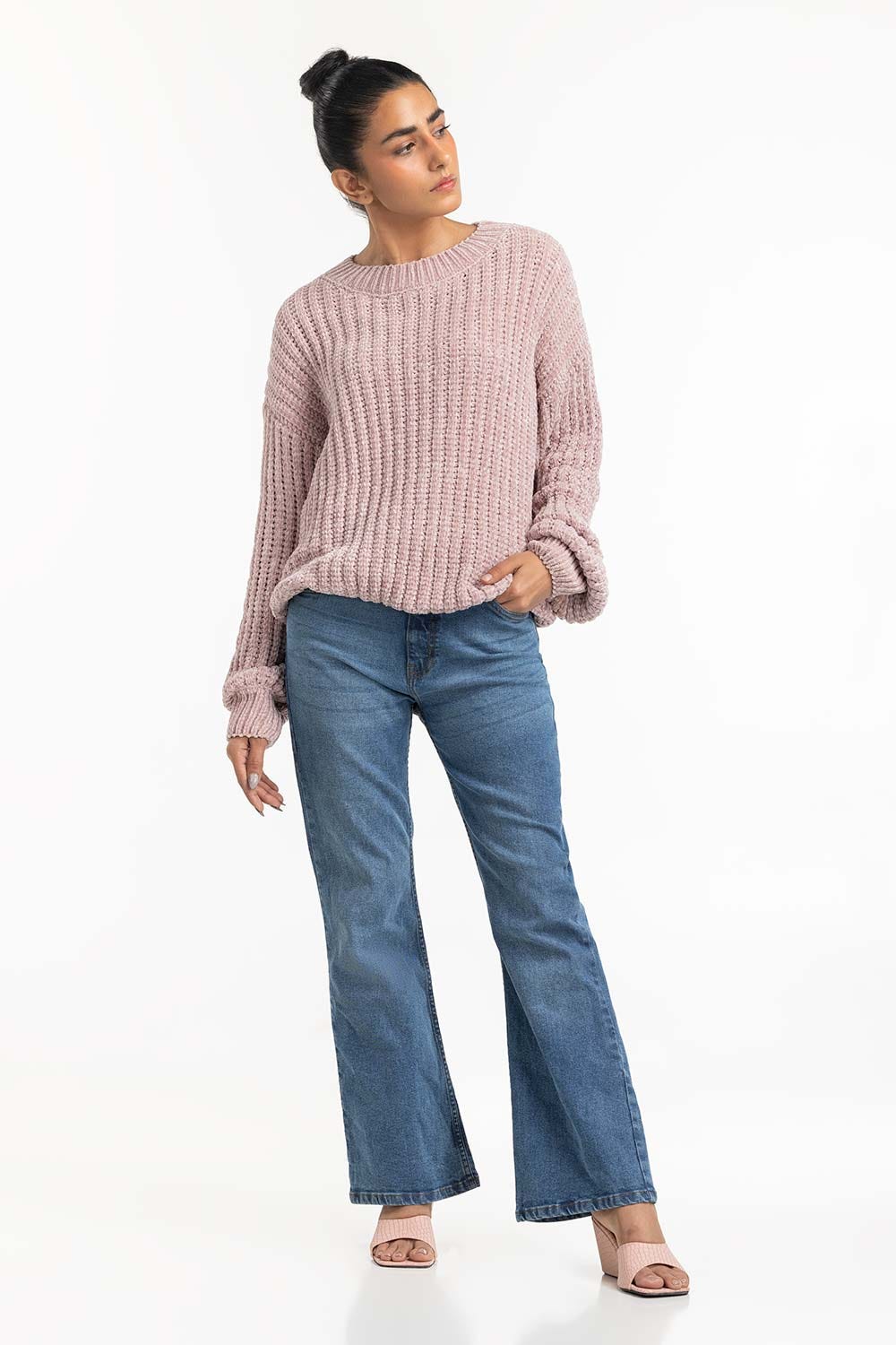 Pink Soft Knit Sweater 224-211-039