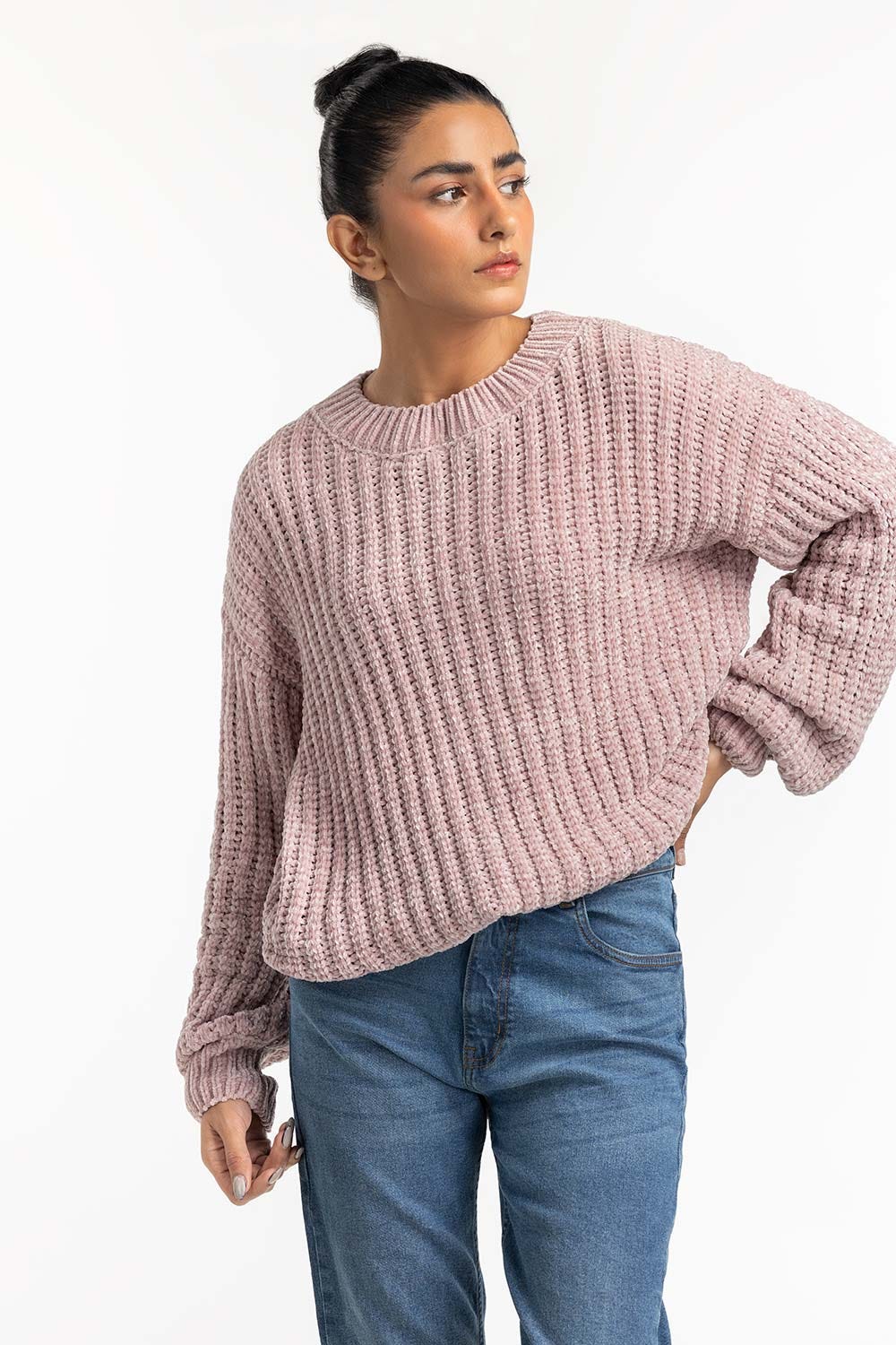 Pink Soft Knit Sweater 224-211-039
