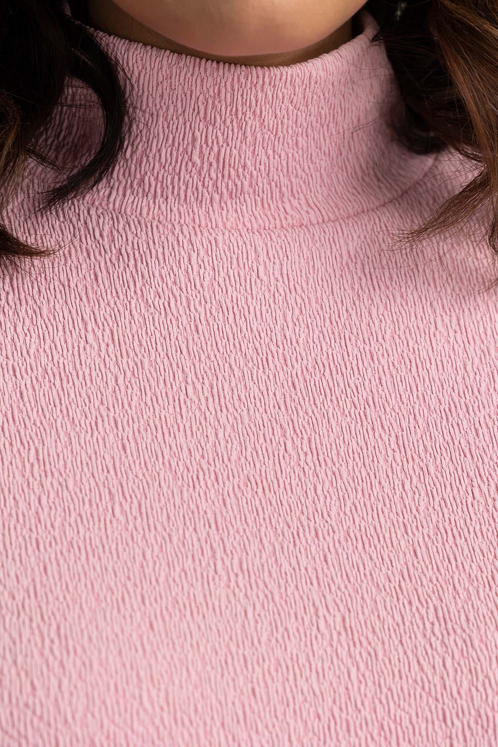 Pink Textured Top 224-216-308 T