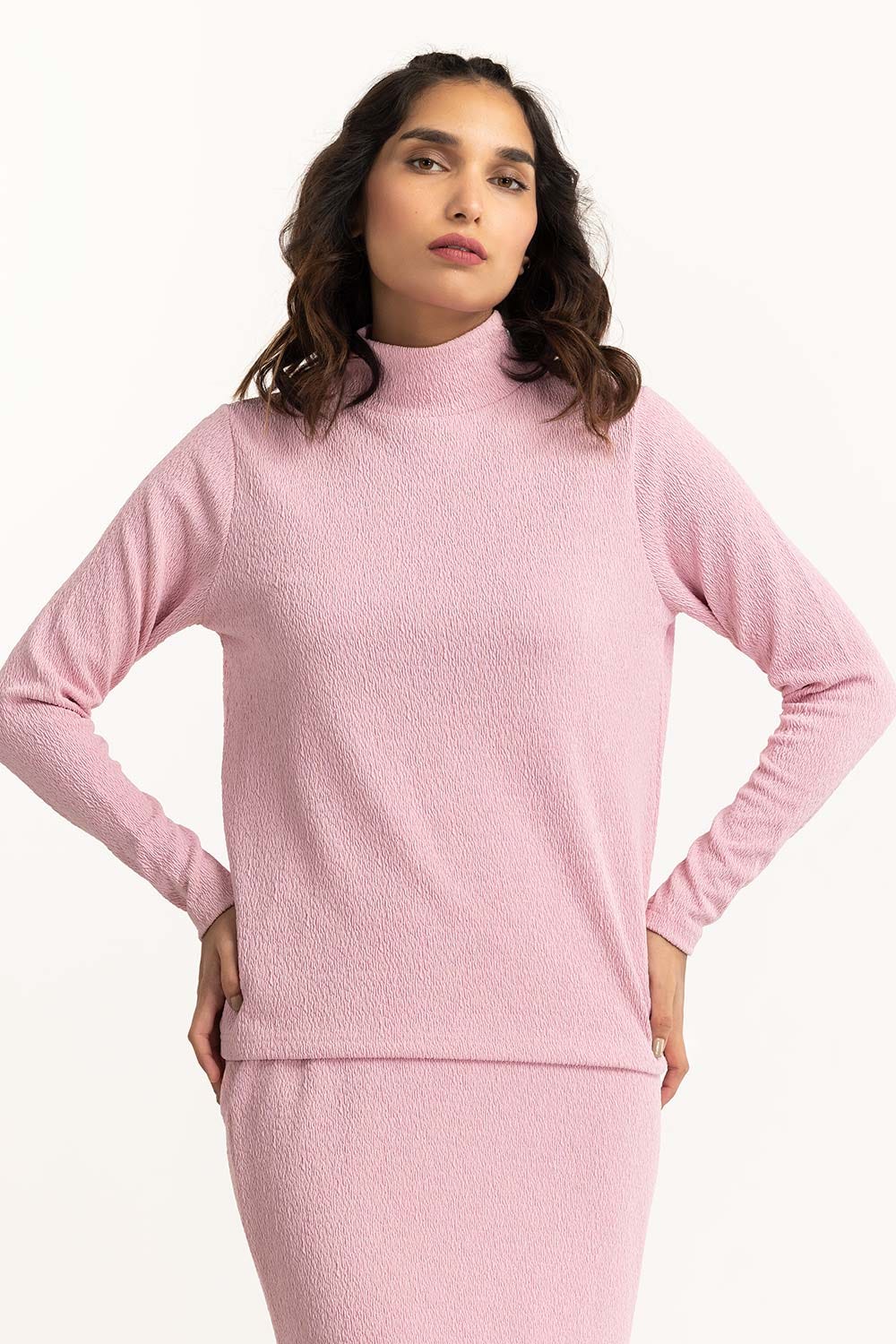 Pink Textured Top 224-216-308 T
