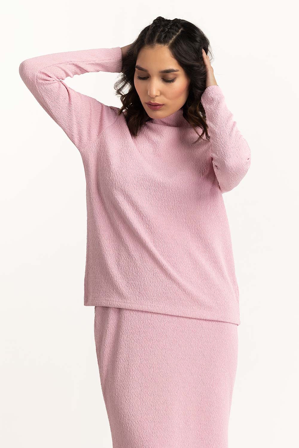 Pink Textured Top 224-216-308 T