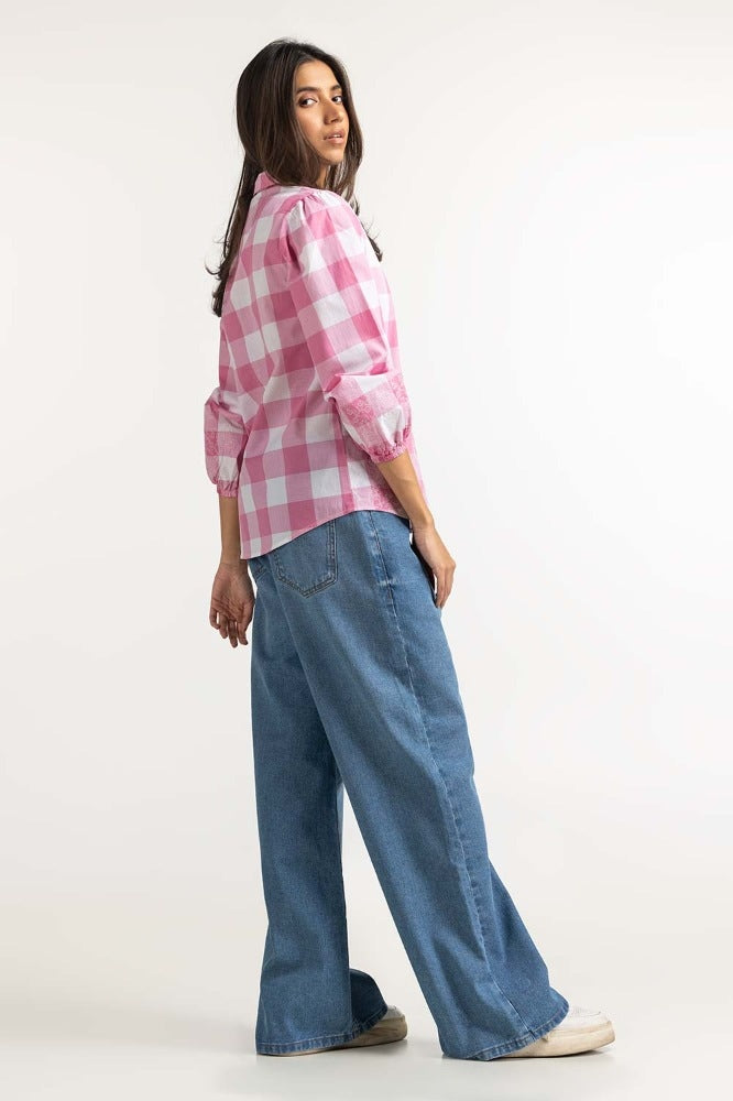 Pink White Basic Casual Shirt 231-217-016