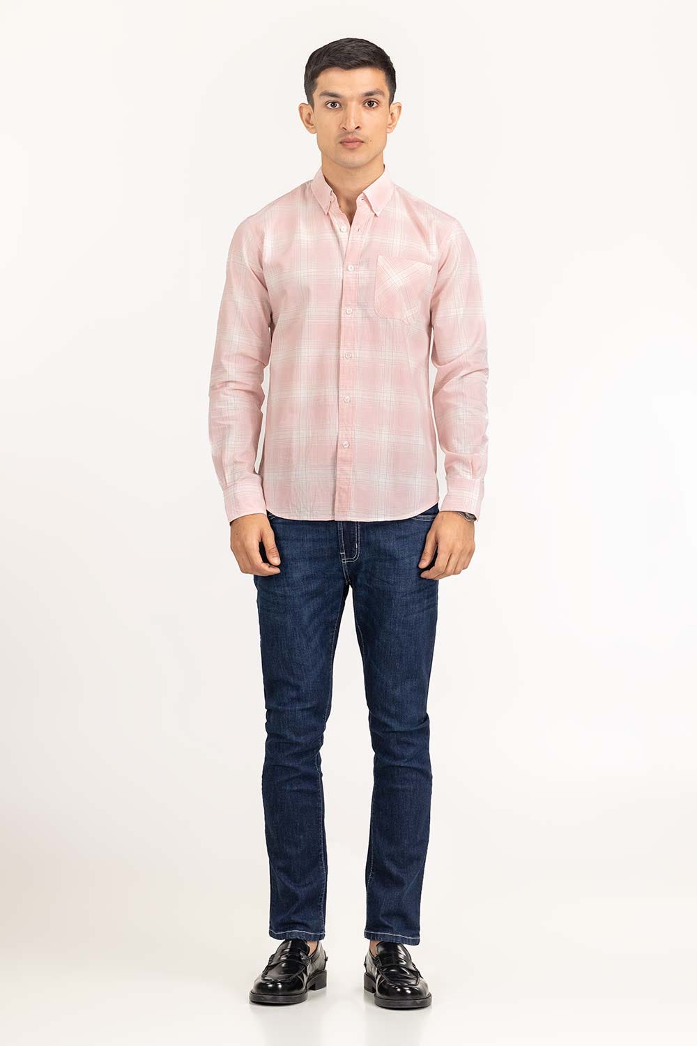 Pink White Checkered Casual Shirt CS-YD22-017