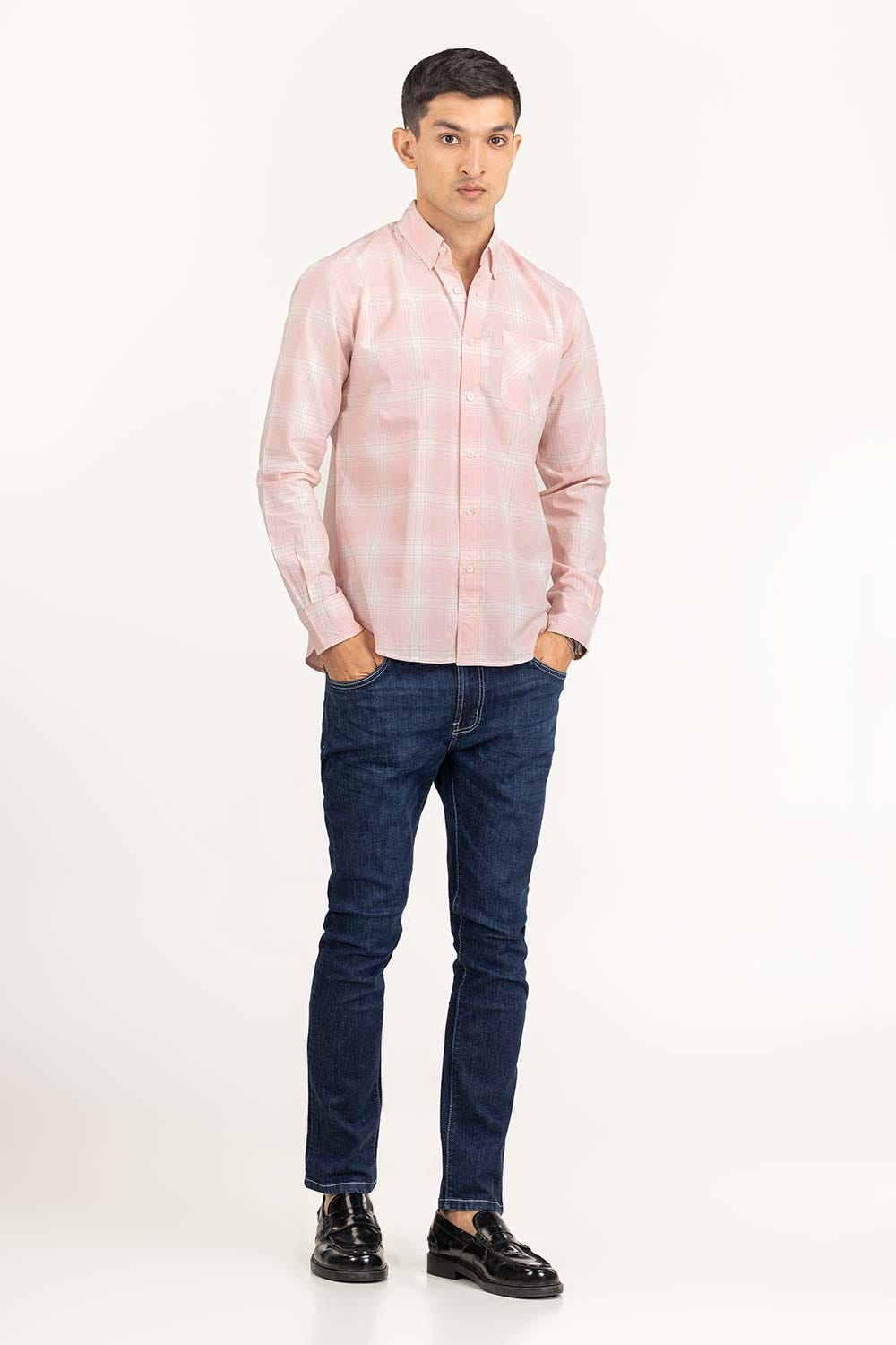 Pink White Checkered Casual Shirt CS-YD22-017