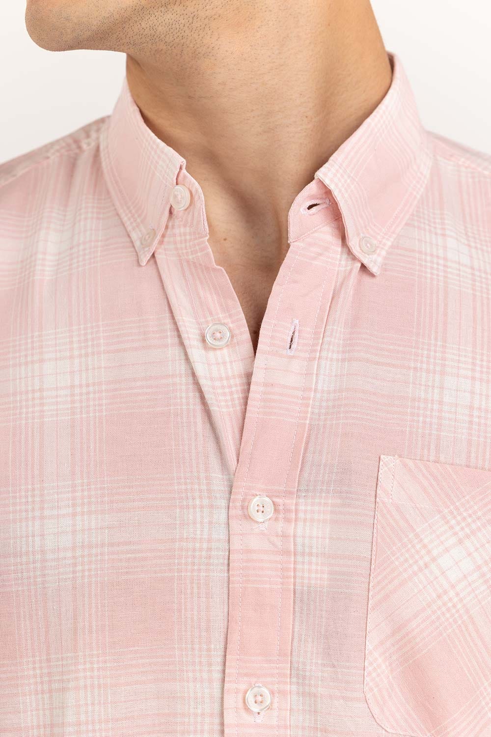 Pink White Checkered Casual Shirt CS-YD22-017