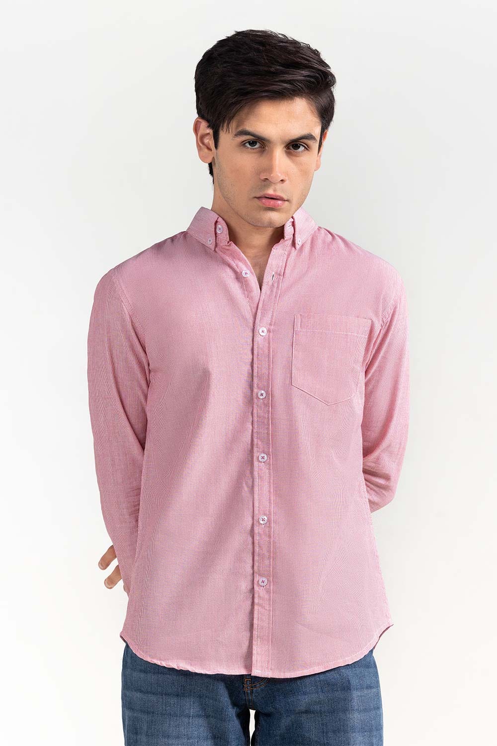 Pink White Striped Casual Shirt CM-YD-2967 CS
