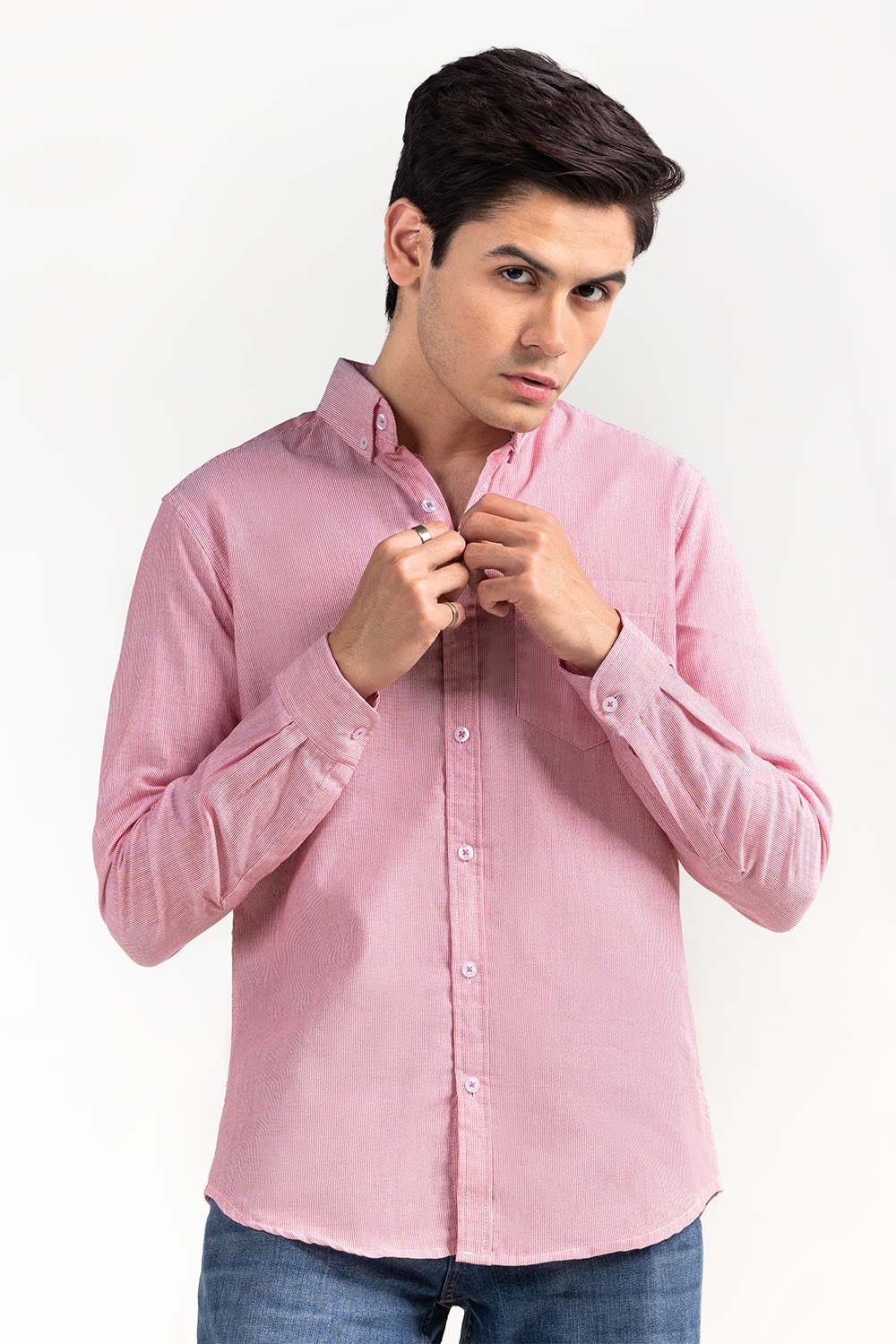 Pink White Striped Casual Shirt CM-YD-2967 CS