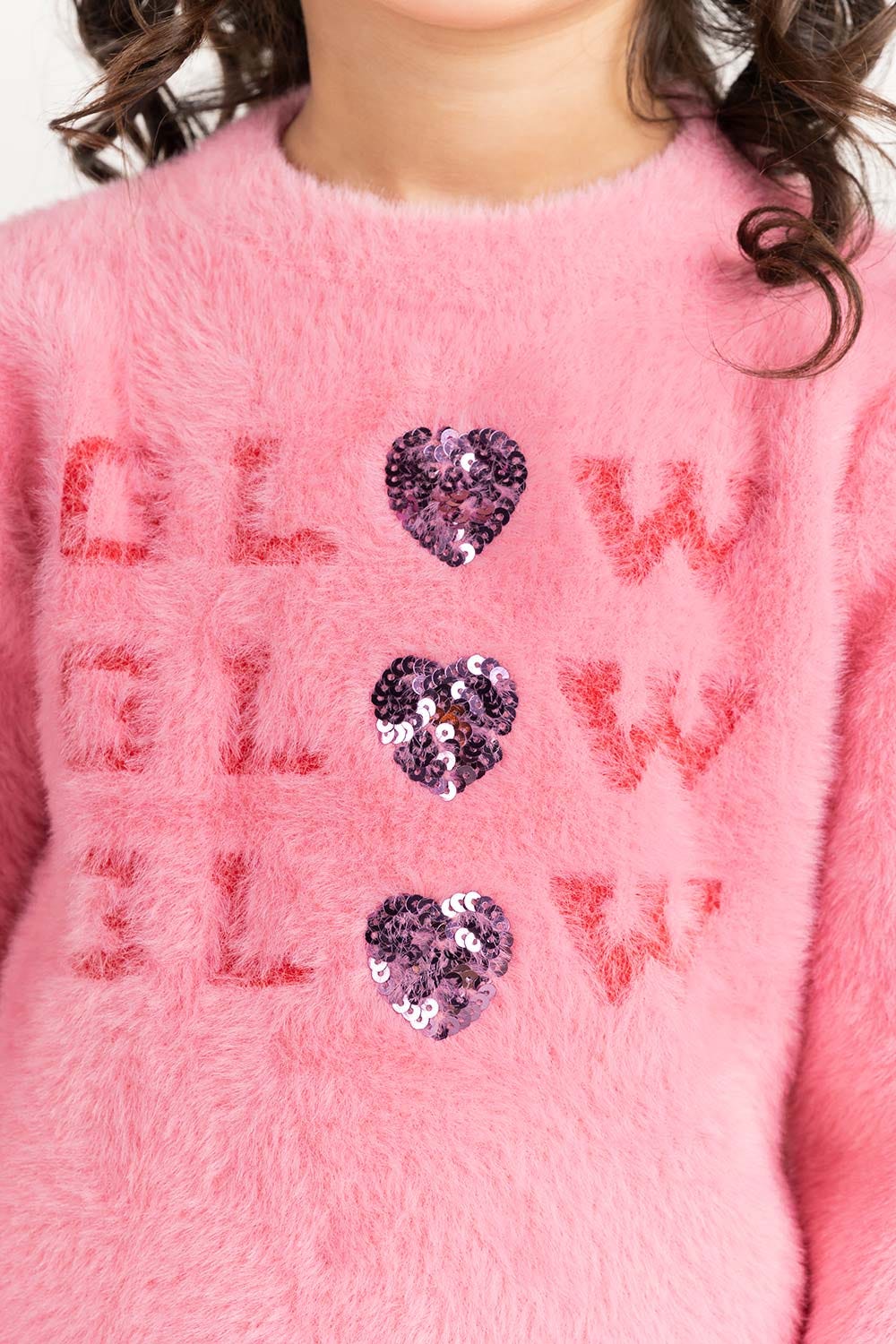 Toddler Girl Pink Wool Sweater 224-611-003