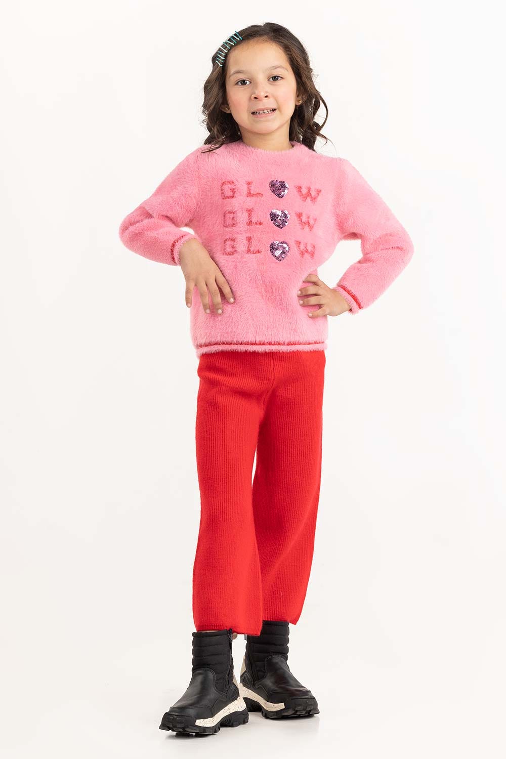 Toddler Girl Pink Wool Sweater 224-611-003
