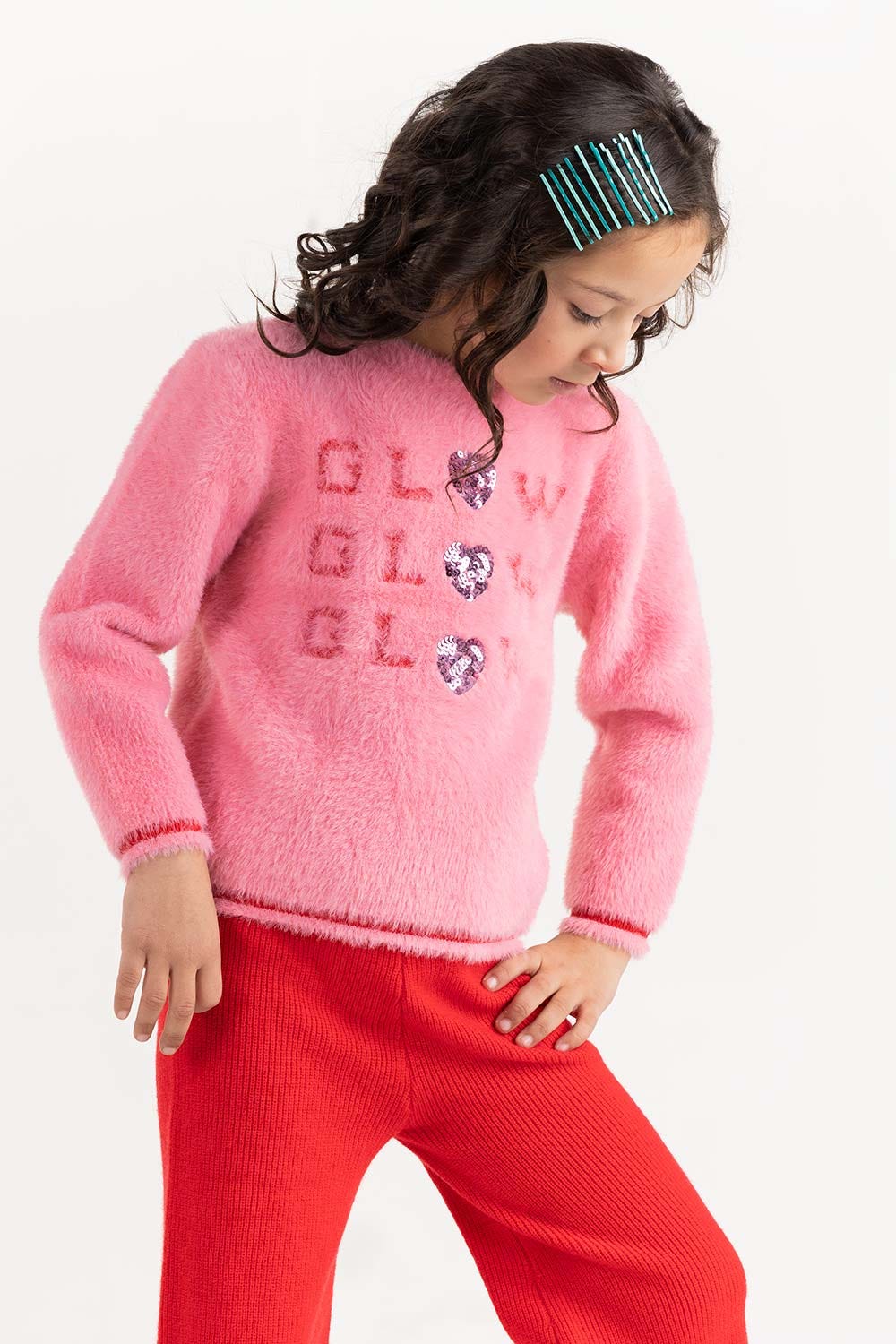 Toddler Girl Pink Wool Sweater 224-611-003