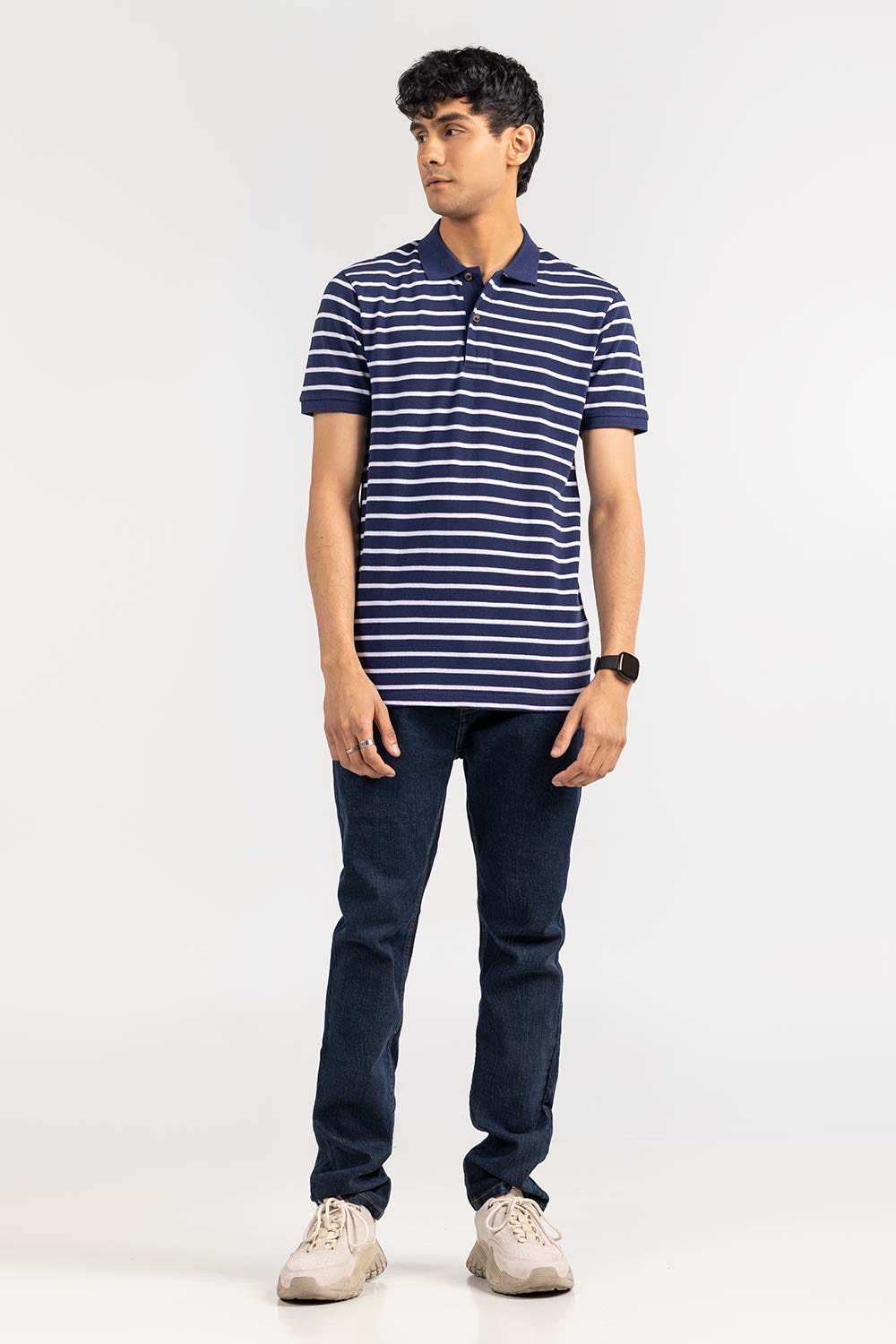 Navy-White Yarn Dyed Polo PKP-YD-D70