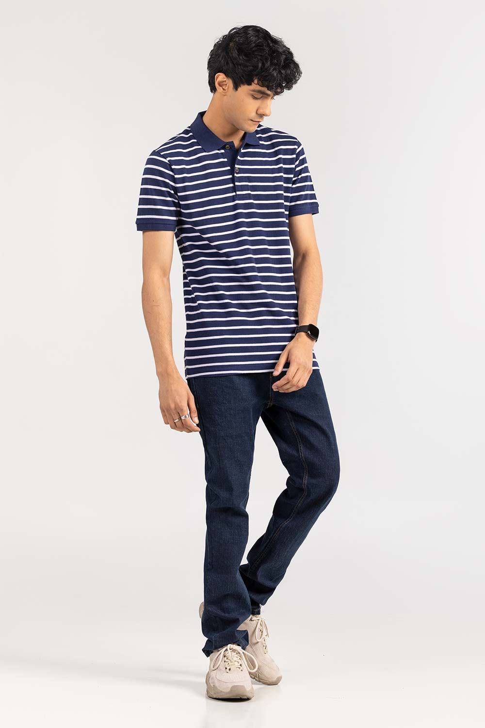 Navy-White Yarn Dyed Polo PKP-YD-D70