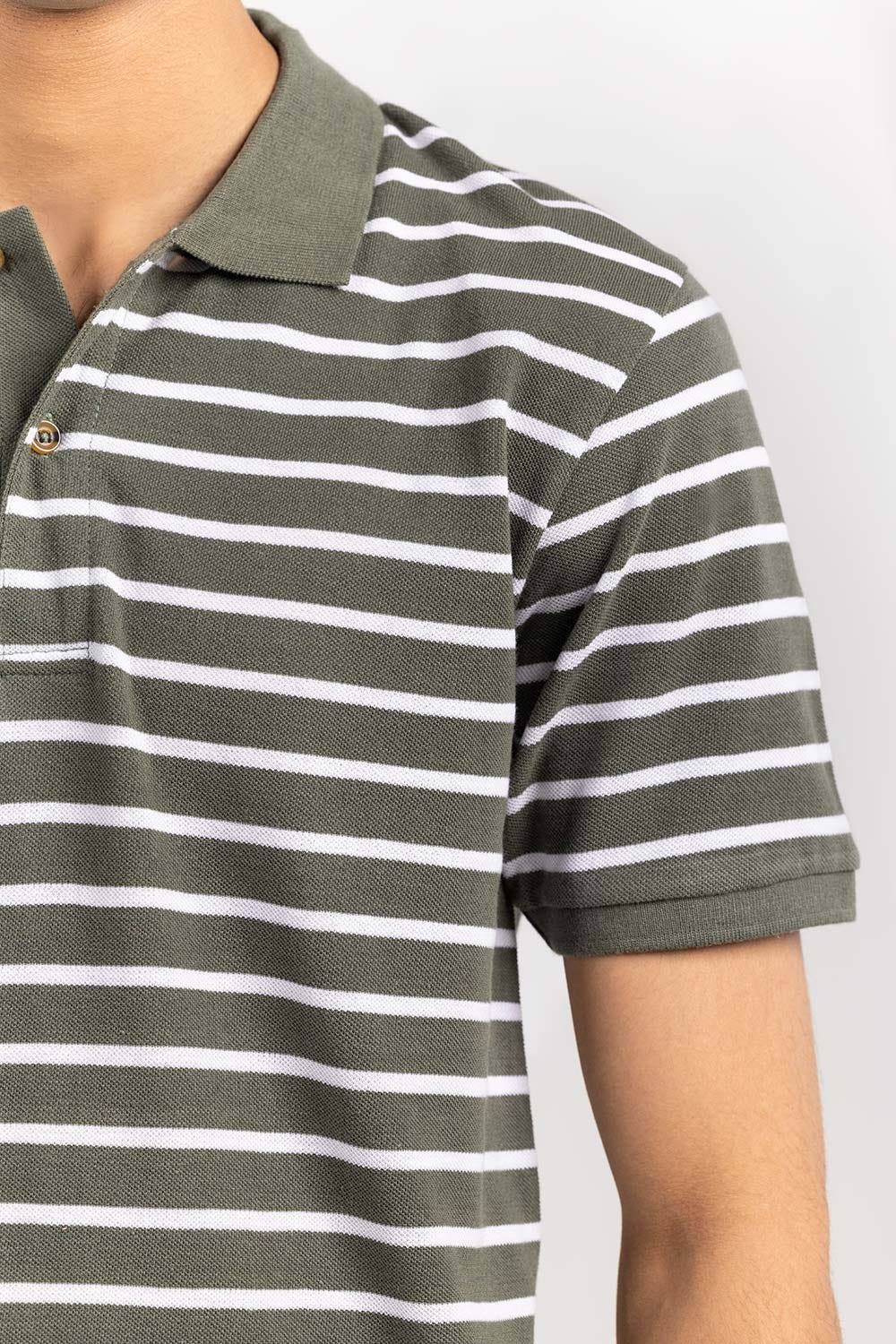 Green-White Yarn Dyed Polo PKP-YD-D71